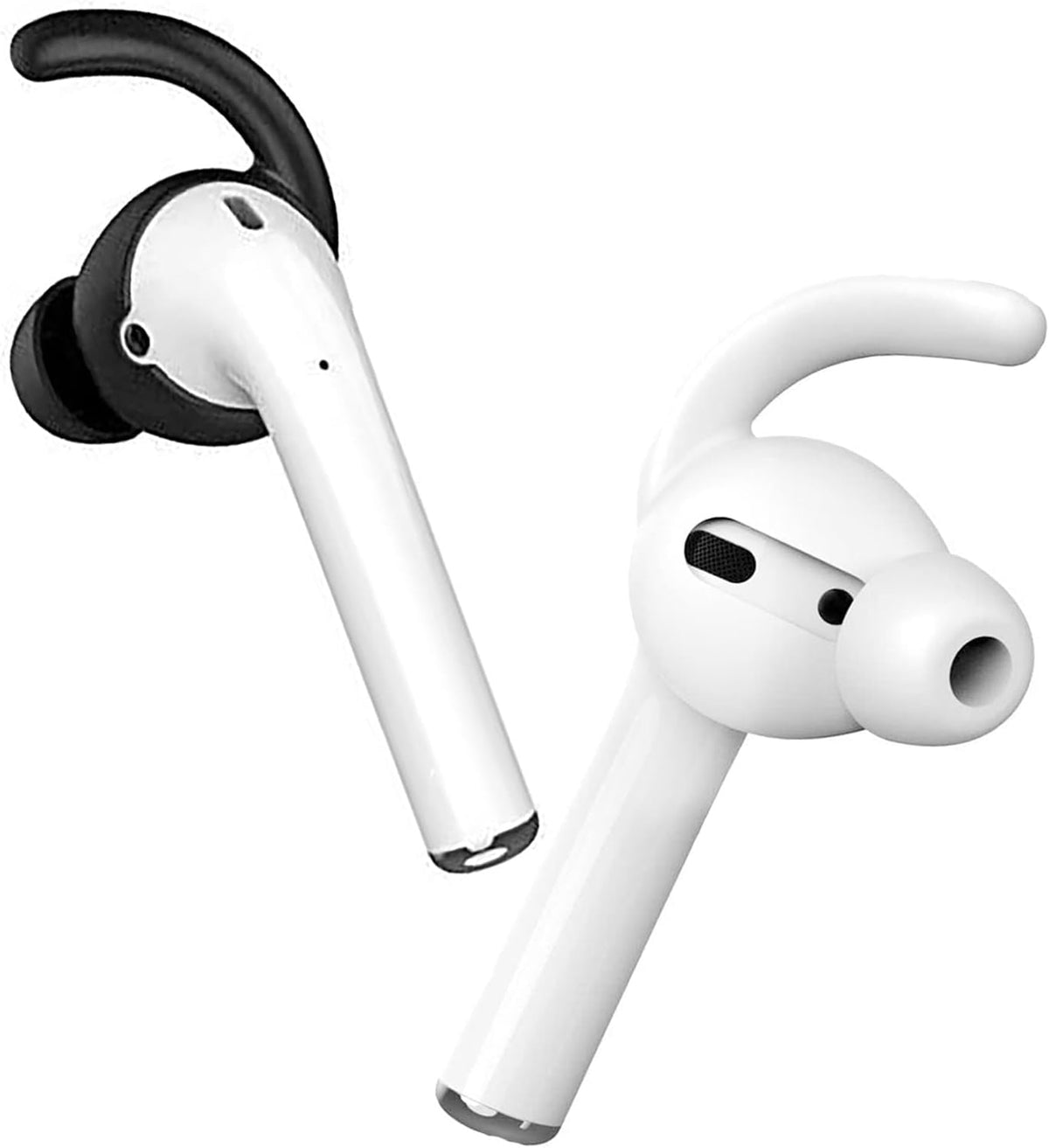 2 Pairs Airpods Ear Hooks Accessories Compatible with Airpods 2 & Airpods 1 or Earpods Headphones,Airpod Tips Anti-Slip Ear Hooks Silicone (1Black+1White)