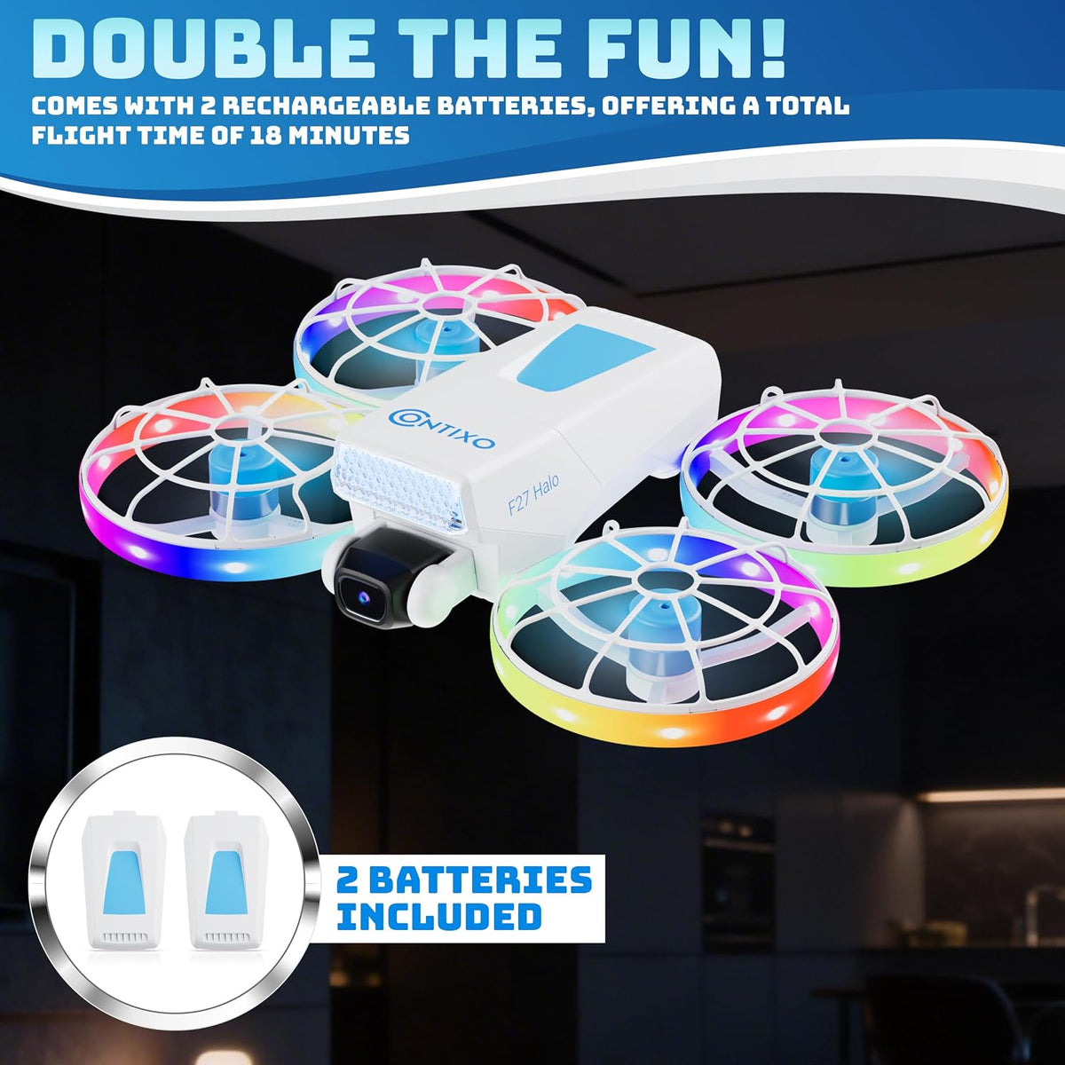 F27 Halo Mini Foldable Drone with 4.3" Screen Remote – 720P HD Dual Camera, LED Lights, Optical Flow Hover, One-Key Takeoff/Landing, 360° Stunts, 350 Ft Range, Beginner Drone
