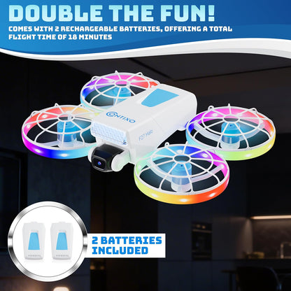 F27 Halo Mini Foldable Drone with 4.3" Screen Remote – 720P HD Dual Camera, LED Lights, Optical Flow Hover, One-Key Takeoff/Landing, 360° Stunts, 350 Ft Range, Beginner Drone