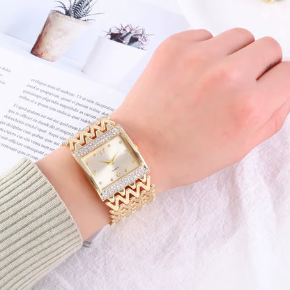 Drop Shipping New Hot Selling Square Wrist Watches for Women Stainless Steel Gold Female Watch Diamond Wristwatch Wrist Watch