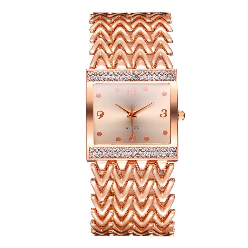 Drop Shipping New Hot Selling Square Wrist Watches for Women Stainless Steel Gold Female Watch Diamond Wristwatch Wrist Watch