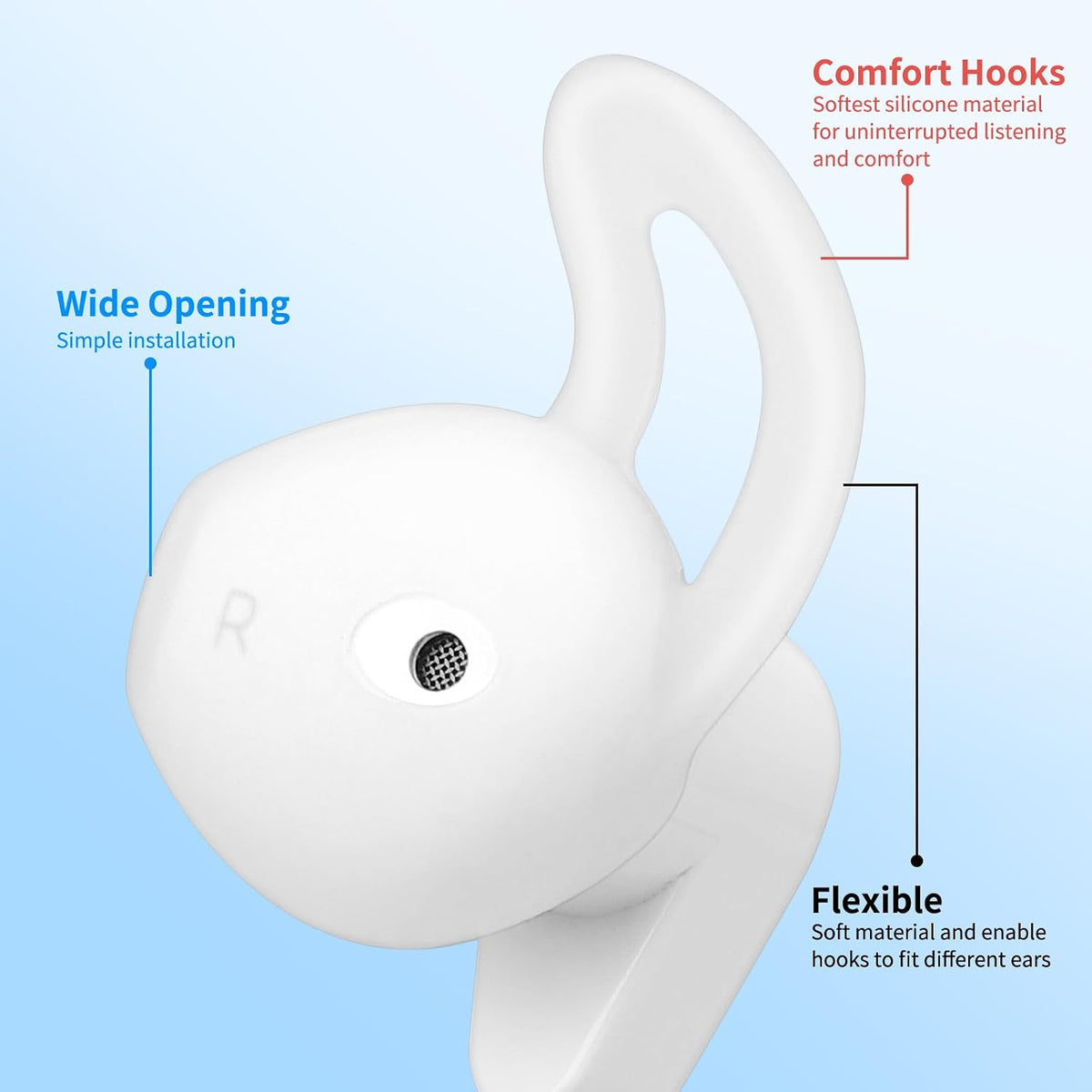 Earbuds Covers/Caps with Hook for Earpods, Soft Silicone Earplugs