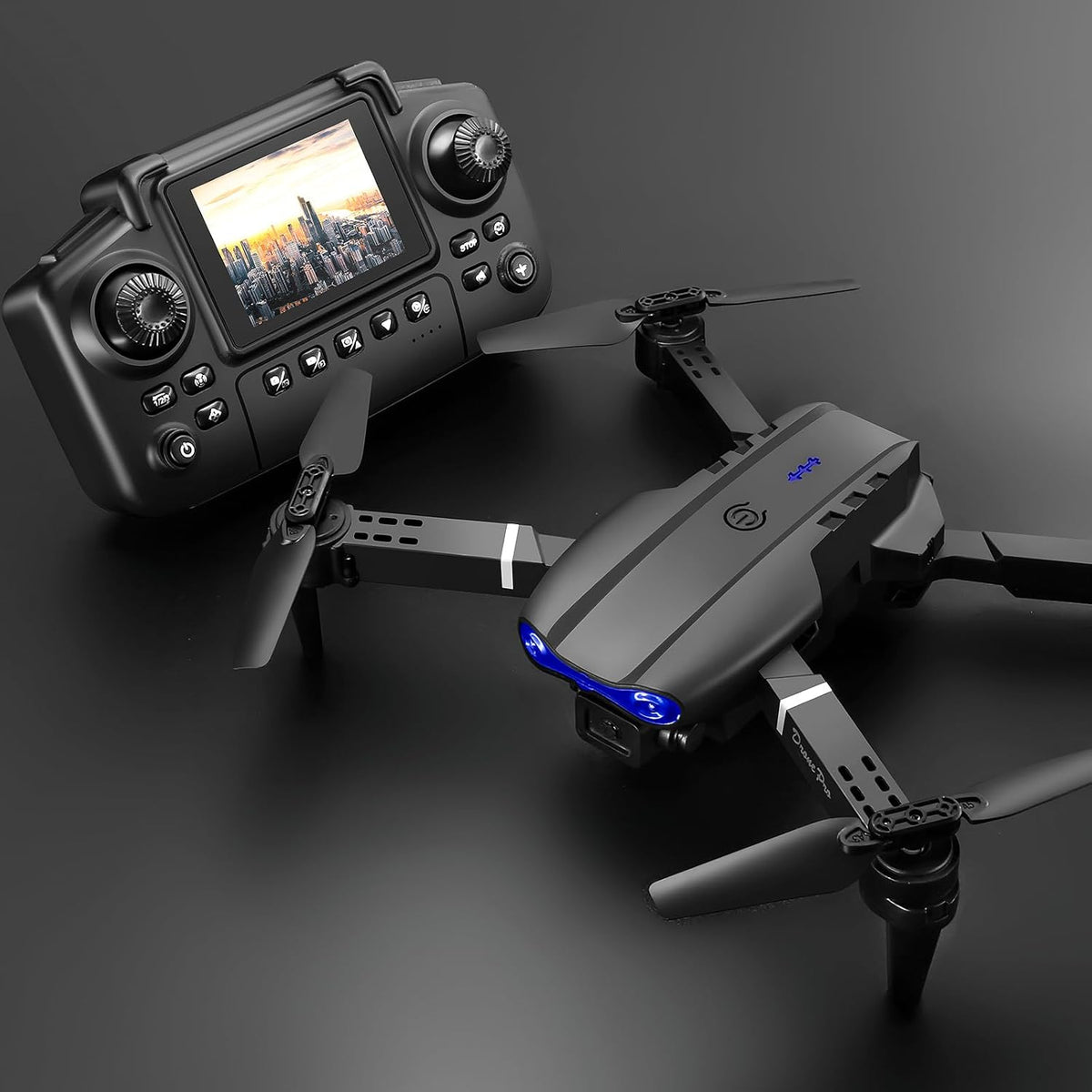 E99Max Drone with Screen Controller, Black Carrying Case, 2Batteries