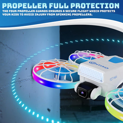 F27 Halo Mini Foldable Drone with 4.3" Screen Remote – 720P HD Dual Camera, LED Lights, Optical Flow Hover, One-Key Takeoff/Landing, 360° Stunts, 350 Ft Range, Beginner Drone