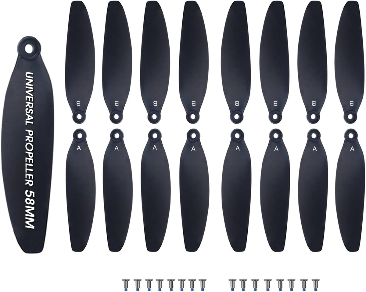 Universal 58Mm/2.28In Drone Propellers for S162、S116、S112、Xk5、Sg108、L108、S3、S9、M7、Rg101、A13、S1S、K918、Models - Replacement Drone Accessories with Stable and Low-Noise Operation 16-Pack (Black)
