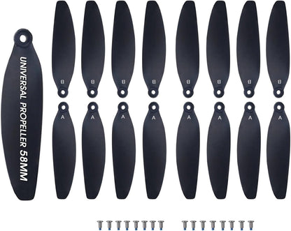 Universal 58Mm/2.28In Drone Propellers for S162、S116、S112、Xk5、Sg108、L108、S3、S9、M7、Rg101、A13、S1S、K918、Models - Replacement Drone Accessories with Stable and Low-Noise Operation 16-Pack (Black)