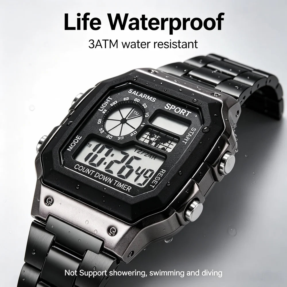 Sports Watches for Men LED Digital Men'S Wrist Watches Countdown Alarm Clock Sweatproof Male Sport Electronic Watches