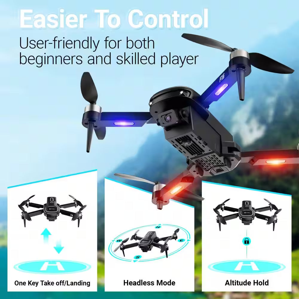 Ziro Stunt Drone 1080P HD Camera, FPV, Foldable, 16-Min Flight, Brushless Motor, Follow Me – Black