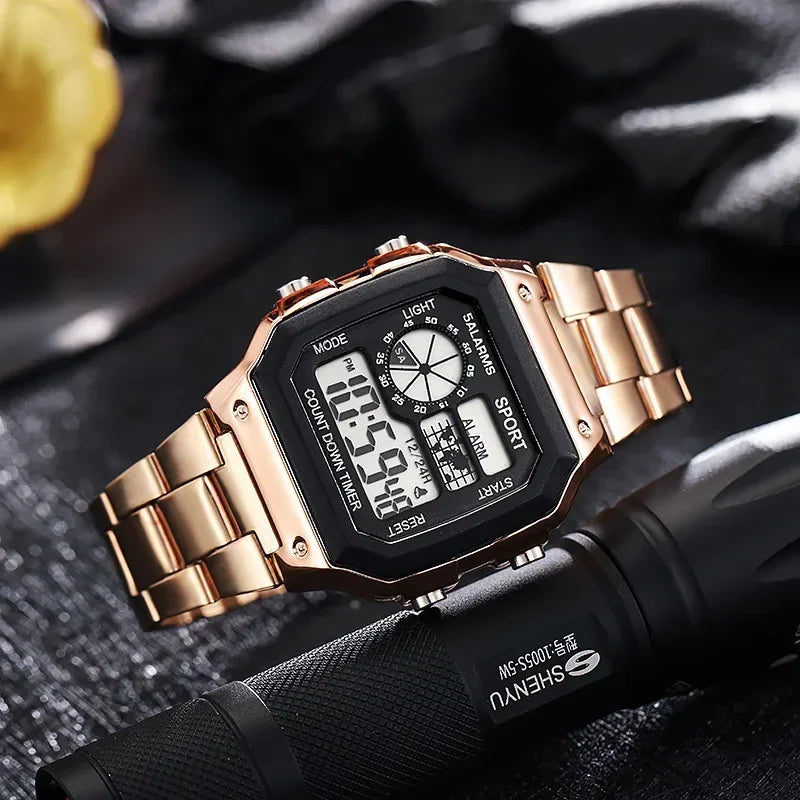Sports Watches for Men LED Digital Men'S Wrist Watches Countdown Alarm Clock Sweatproof Male Sport Electronic Watches