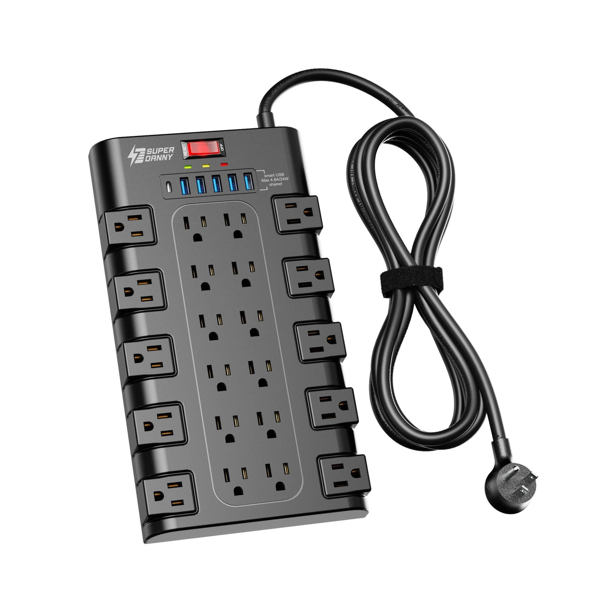 Power Strip, SUPERDANNY Surge Protector with 22 AC Outlets and 6 USB Charging...