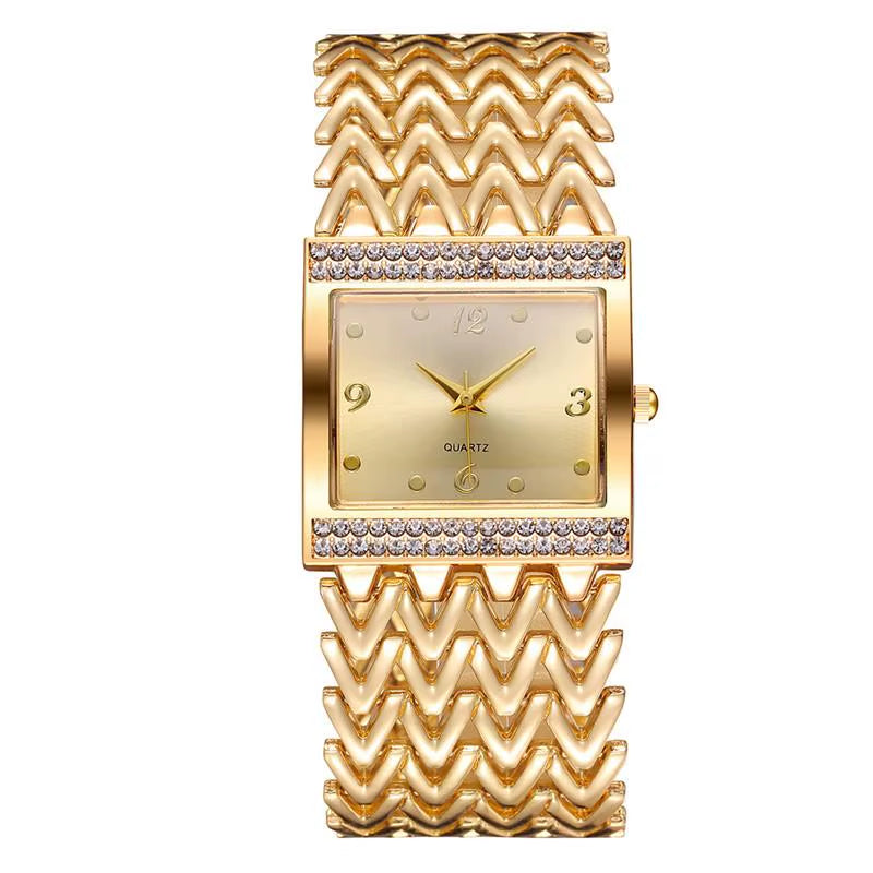 Drop Shipping New Hot Selling Square Wrist Watches for Women Stainless Steel Gold Female Watch Diamond Wristwatch Wrist Watch