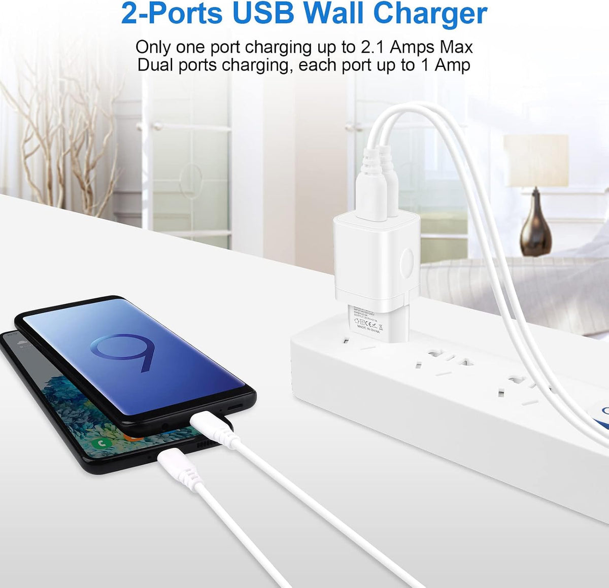 European Travel Plug Adapter Charger for Iphone Samsung Android Phone EU