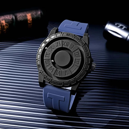 Casual Fashion Men'S Silicone Sports Magnetic Bezel Quartz Watch Wrist Watch